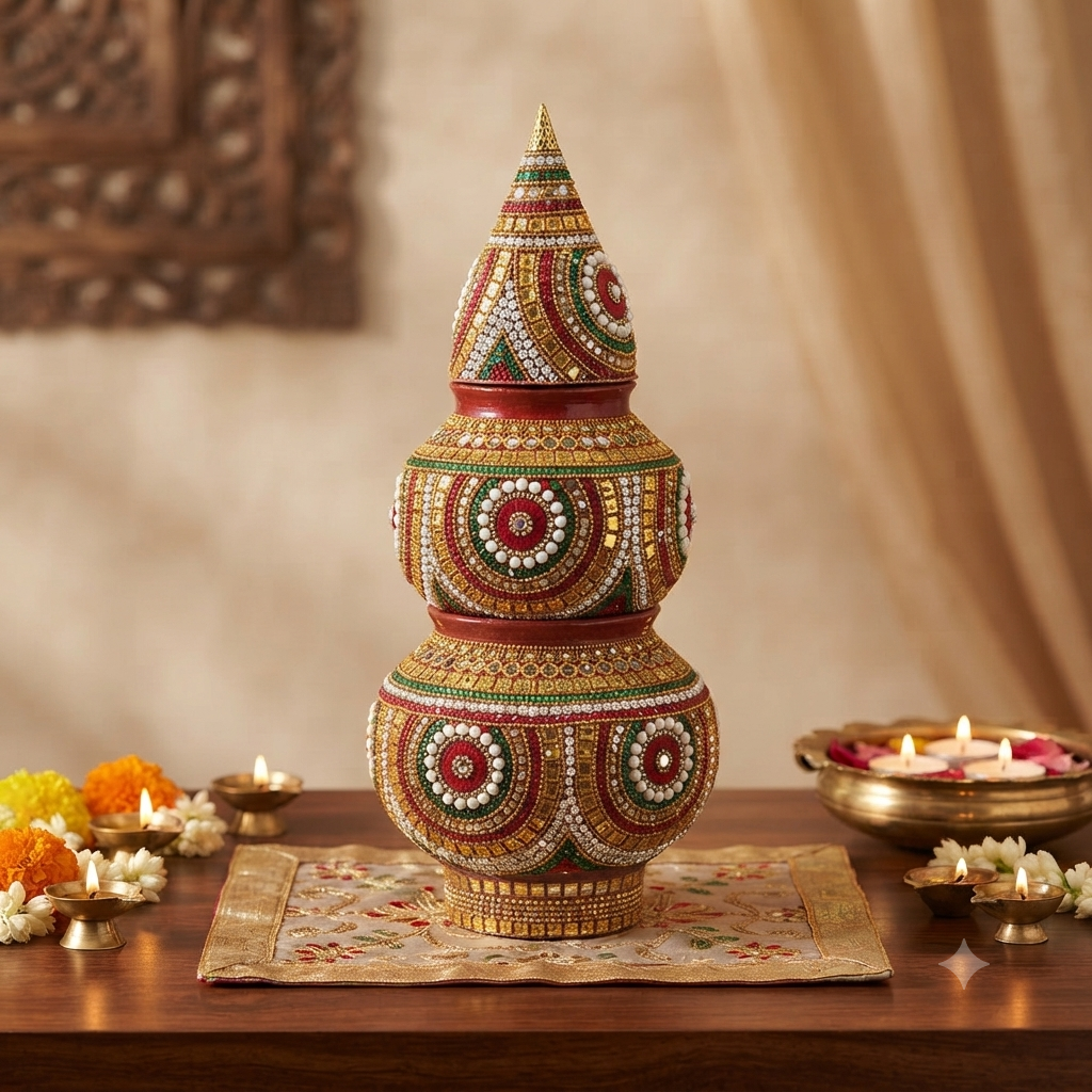 Handmade Mild Steel Puja Kalash | Home Mandir & Diwali Decor