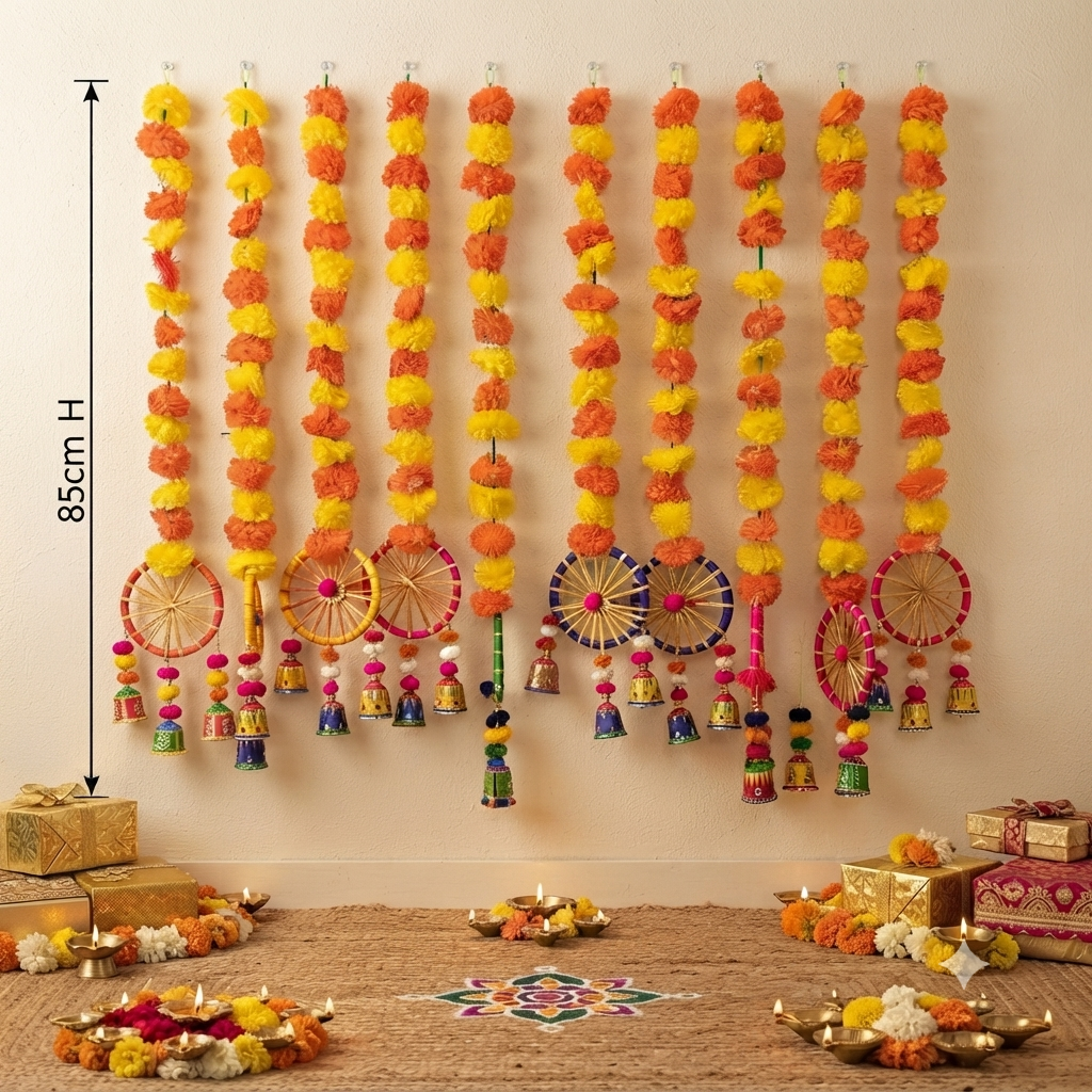 Marigold Chakri Latkan Pk of 8 for Diwali & Indian Festival
