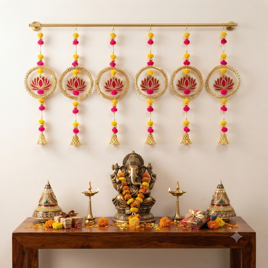 Trending Lotus Golden Ring Toran for Diwali & Indian Festival