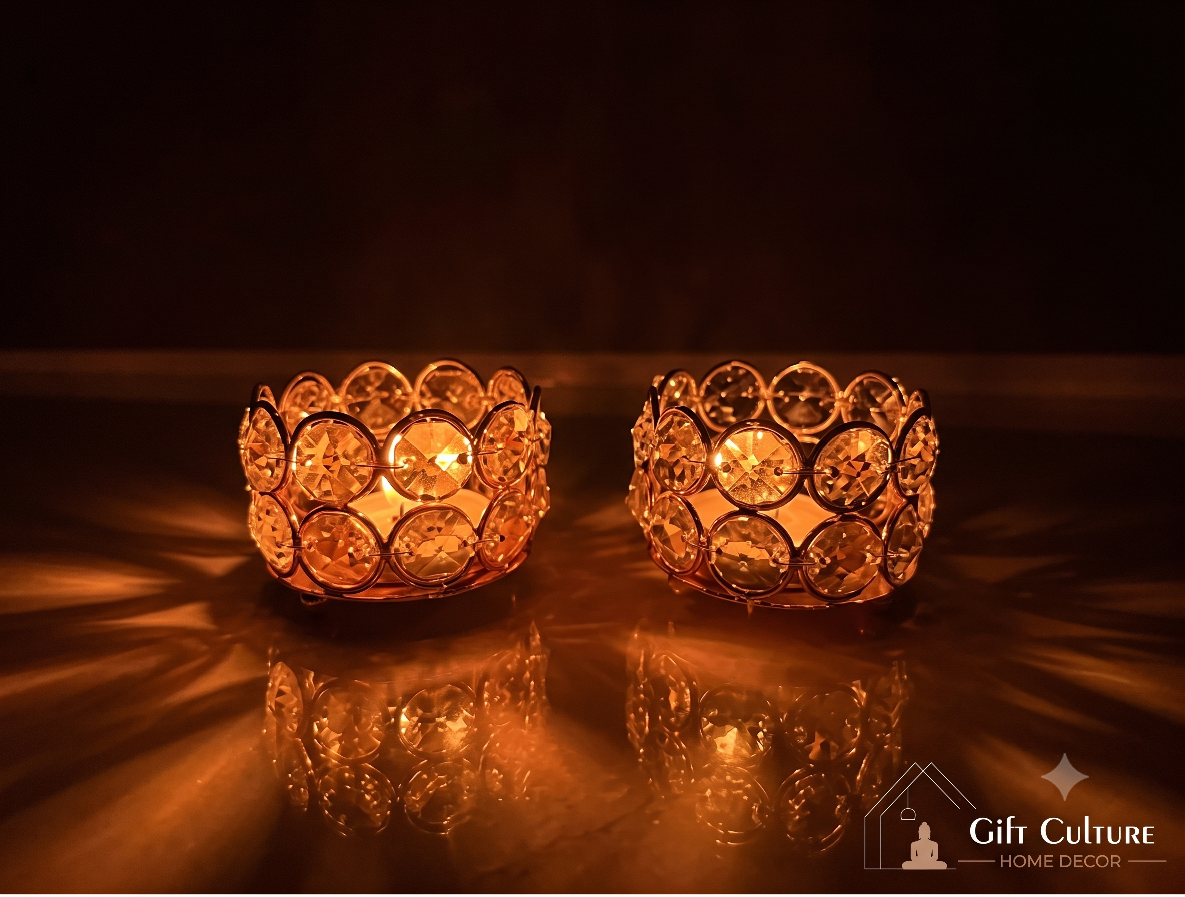 Gold Metal Lotus Tealight Holder – Elegant Home & Temple Décor