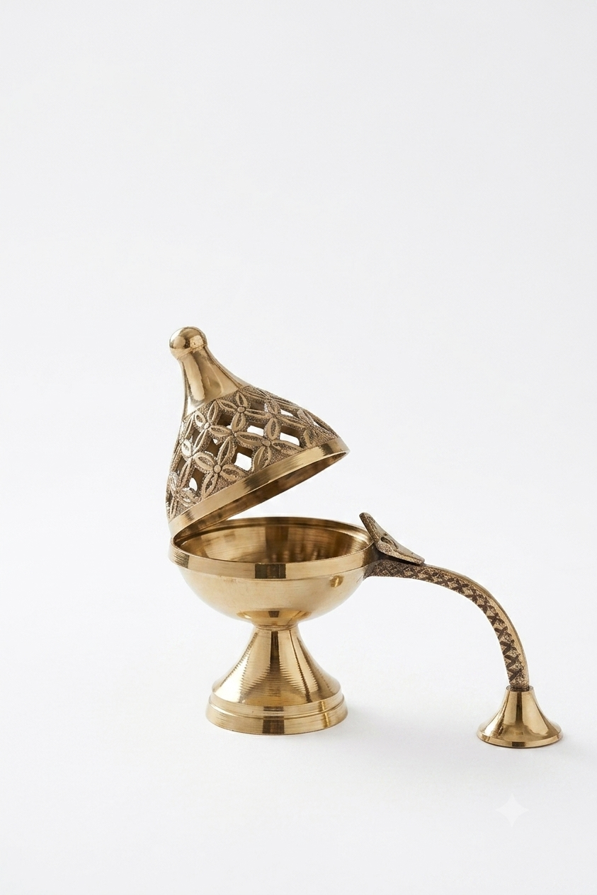 Brass Incense Burner with Handle – Traditional Home & Pooja Décor