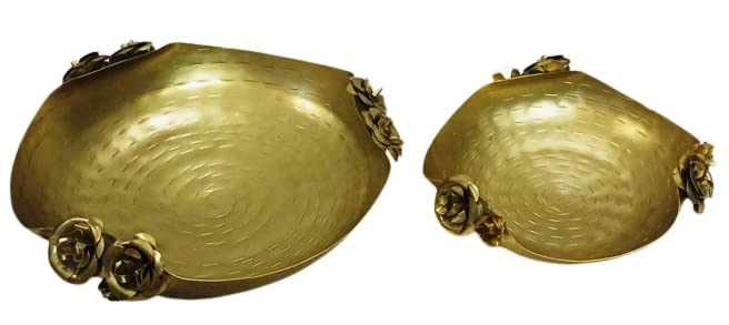 Gold Metal Floral Tealight Bowl Set – Elegant Home & Festive Décor (Set of 2)