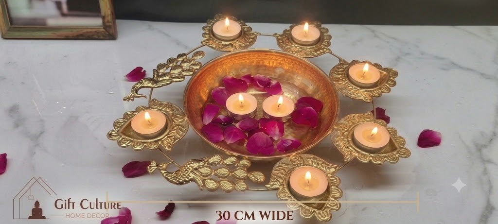 Gold Metal Urli Diya & Tealight Holder Collection – 30cm Festive Home Décor