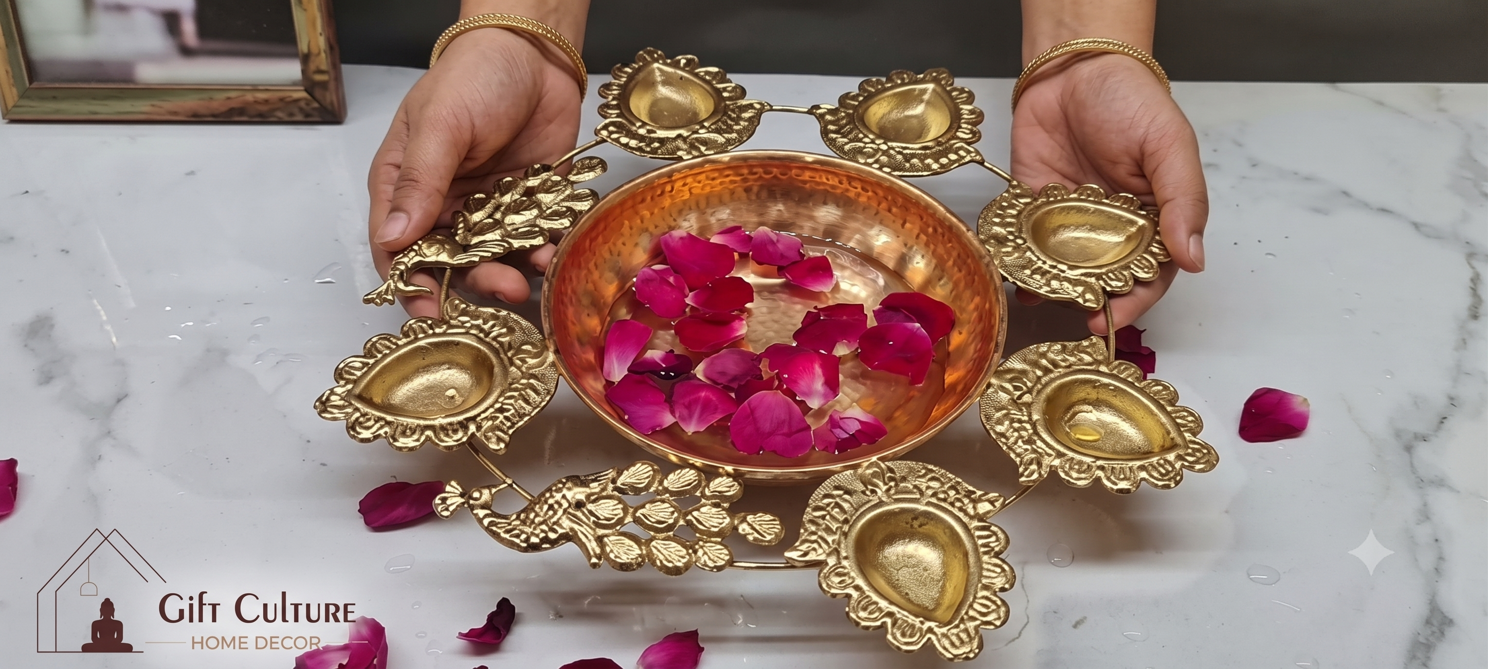 Gold Metal Urli Diya & Tealight Holder Collection – 30cm Festive Home Décor