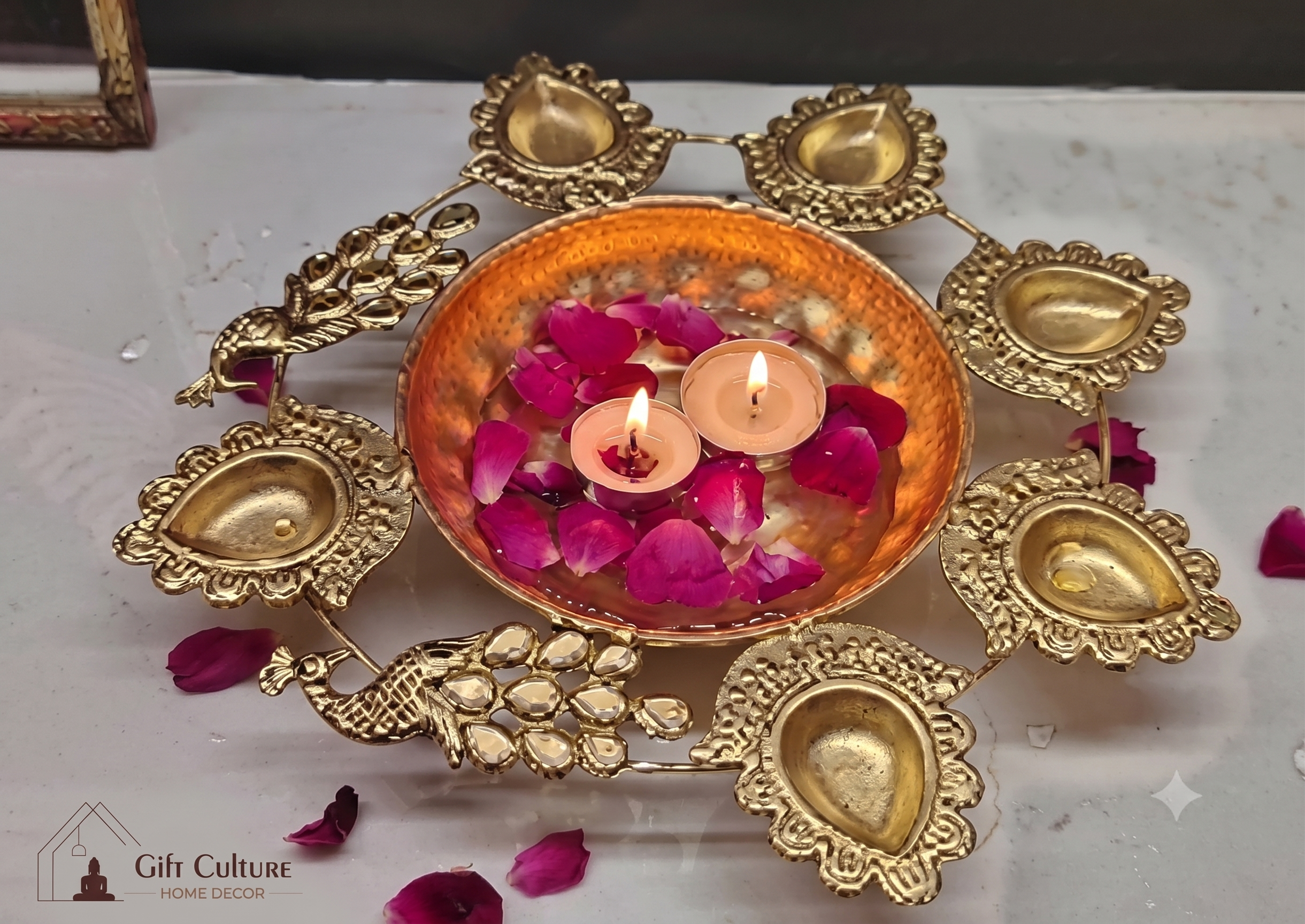 Gold Metal Urli Diya & Tealight Holder Collection – 30cm Festive Home Décor