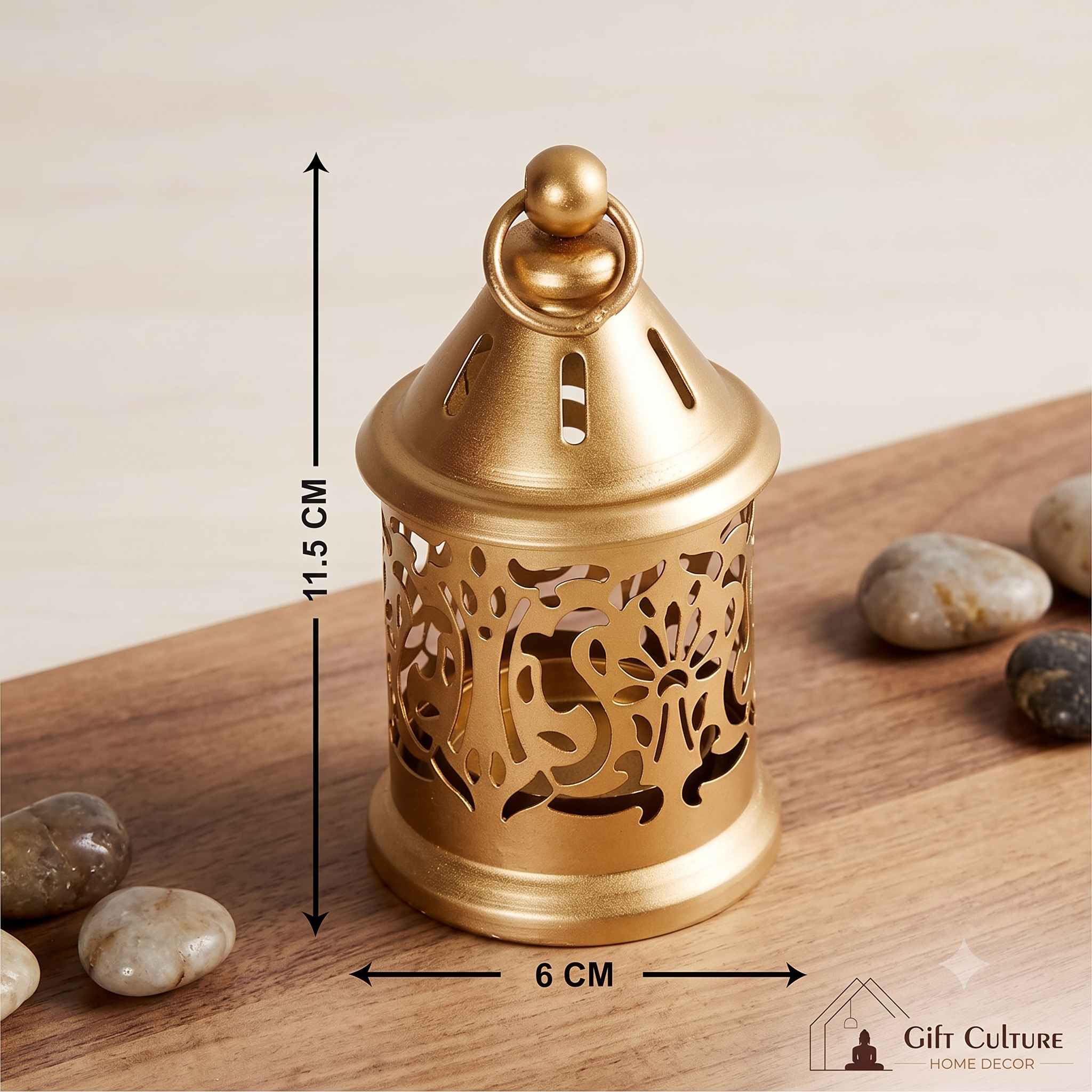 Gold Metal Tealight Lantern – Decorative Home & Festive Décor