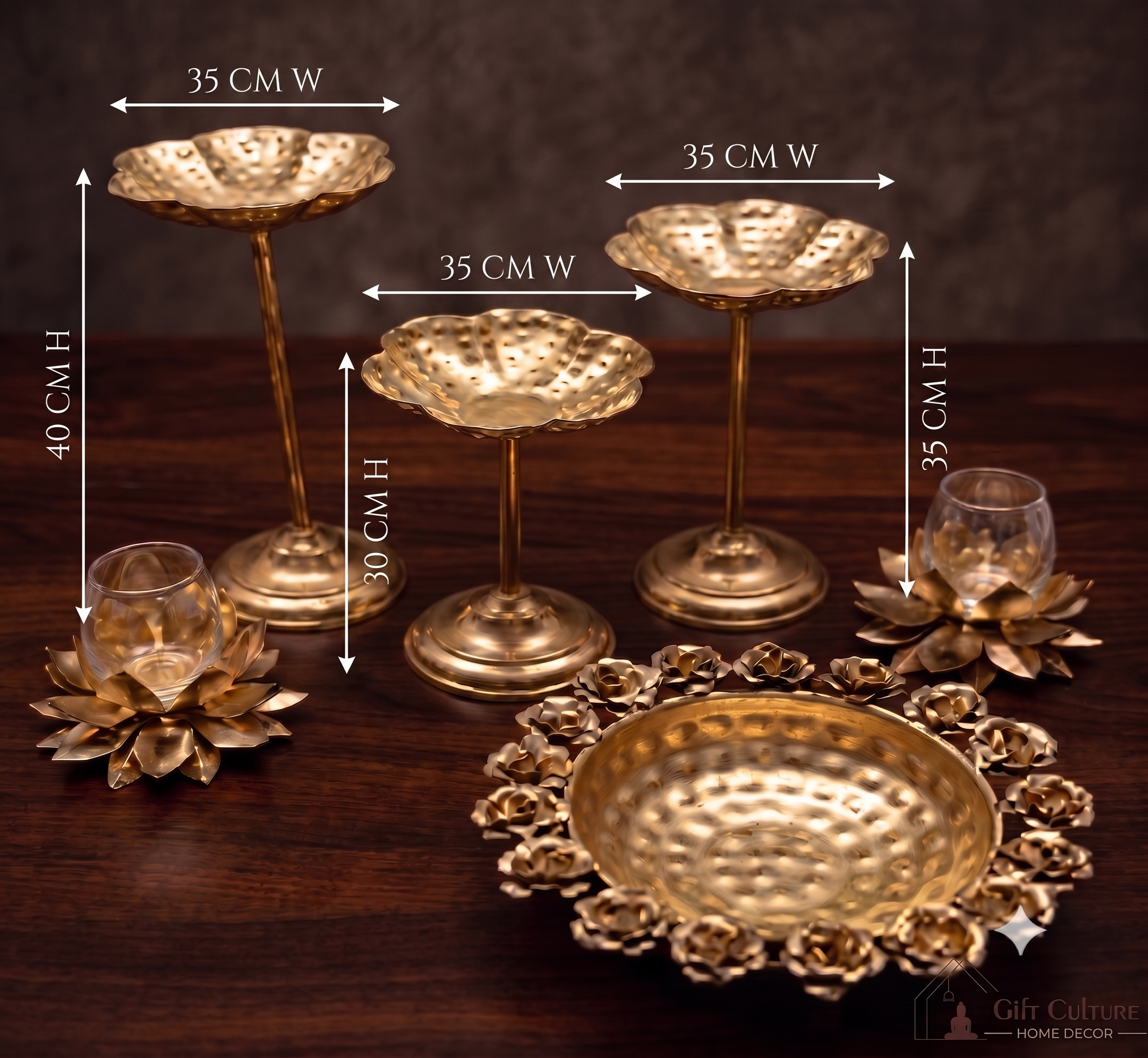Gold Metal Urli Centrepiece Set – Premium Festive & Pooja Décor Collection