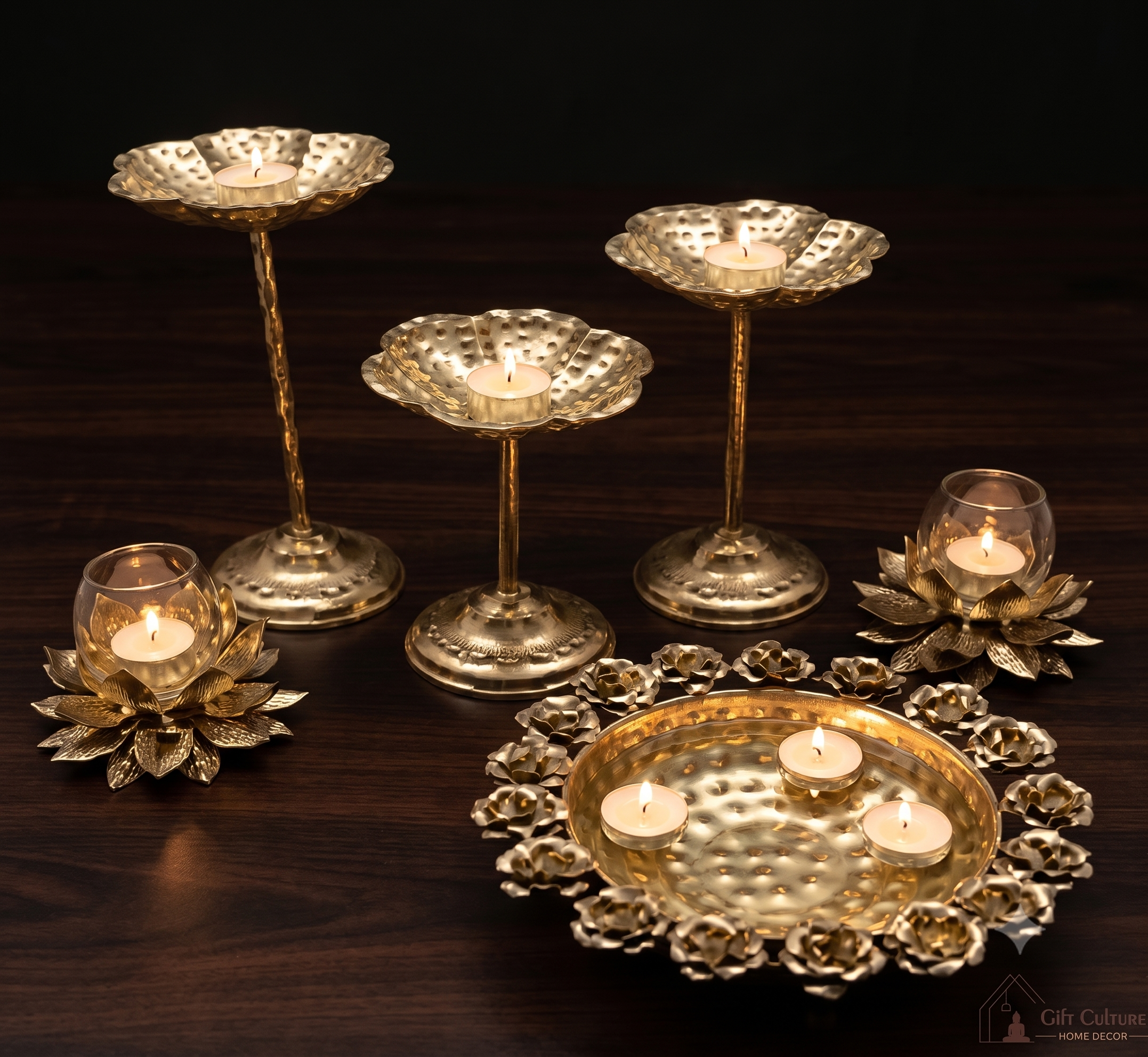 Gold Metal Urli Centrepiece Set – Premium Festive & Pooja Décor Collection