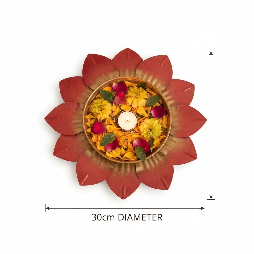 Metal Lotus Urli Tray – 30CM Decorative Festive Home Décor (2 Colours)