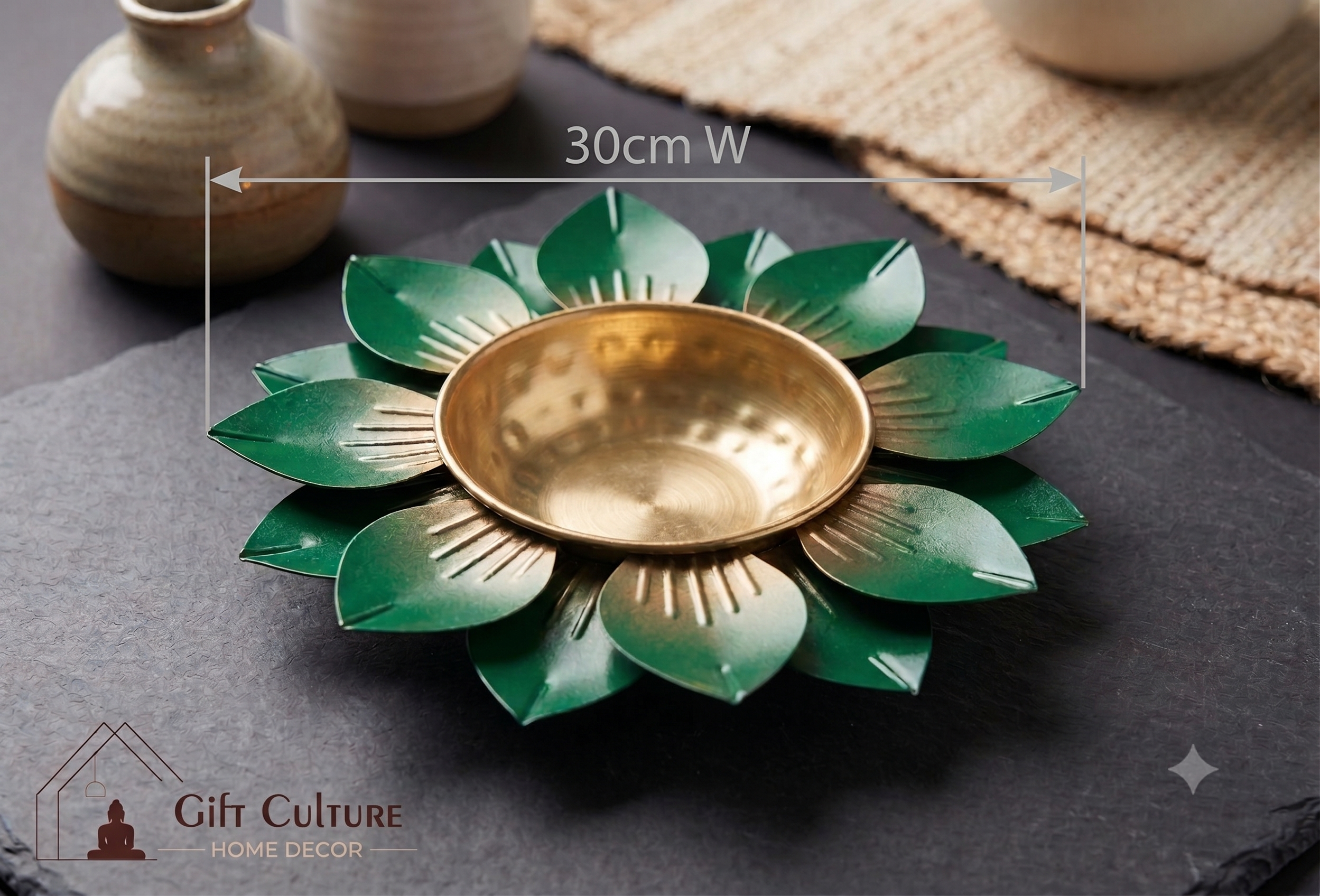 Metal Lotus Urli Tray – 30CM Decorative Festive Home Décor (2 Colours)