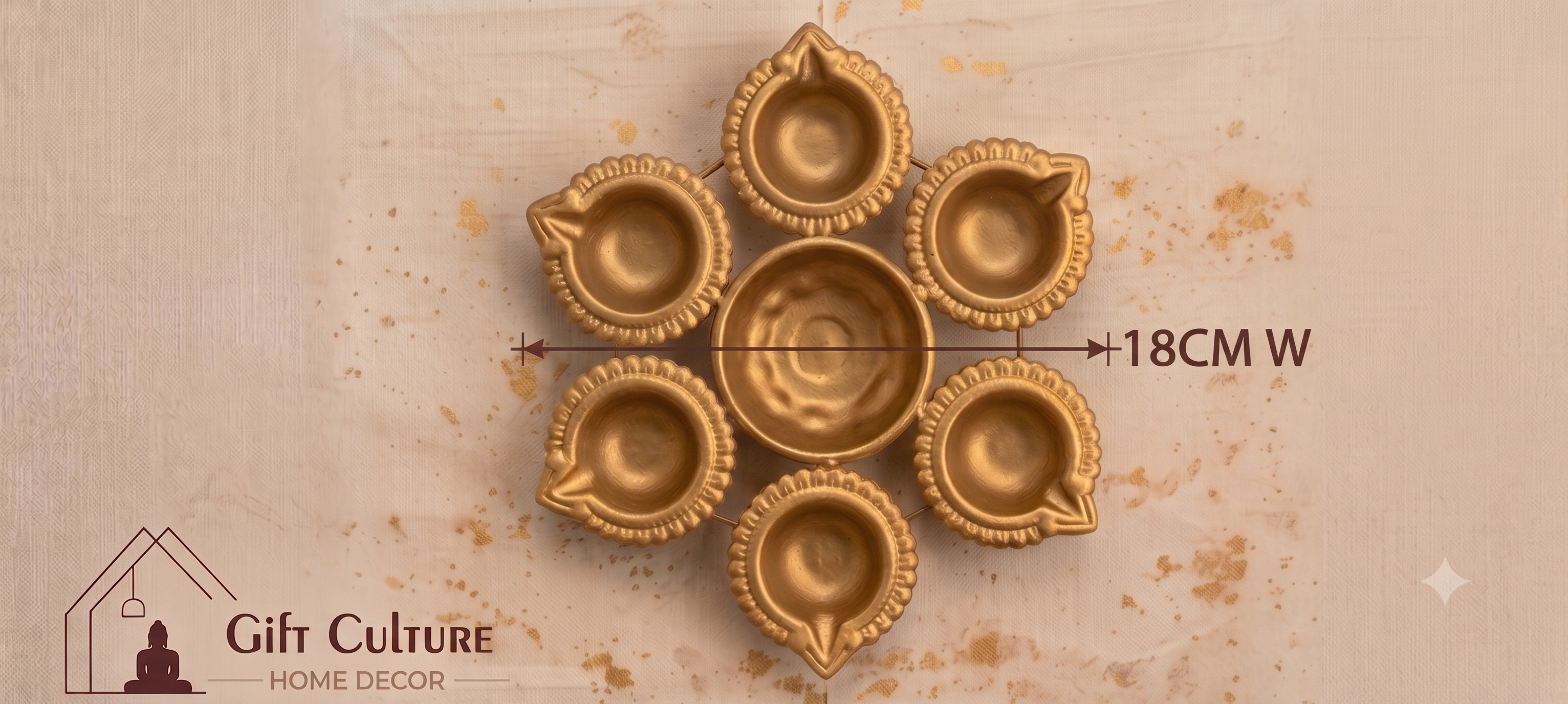 Gold Metal Festive Tealight & Diya Holder Collection – Home Décor Set