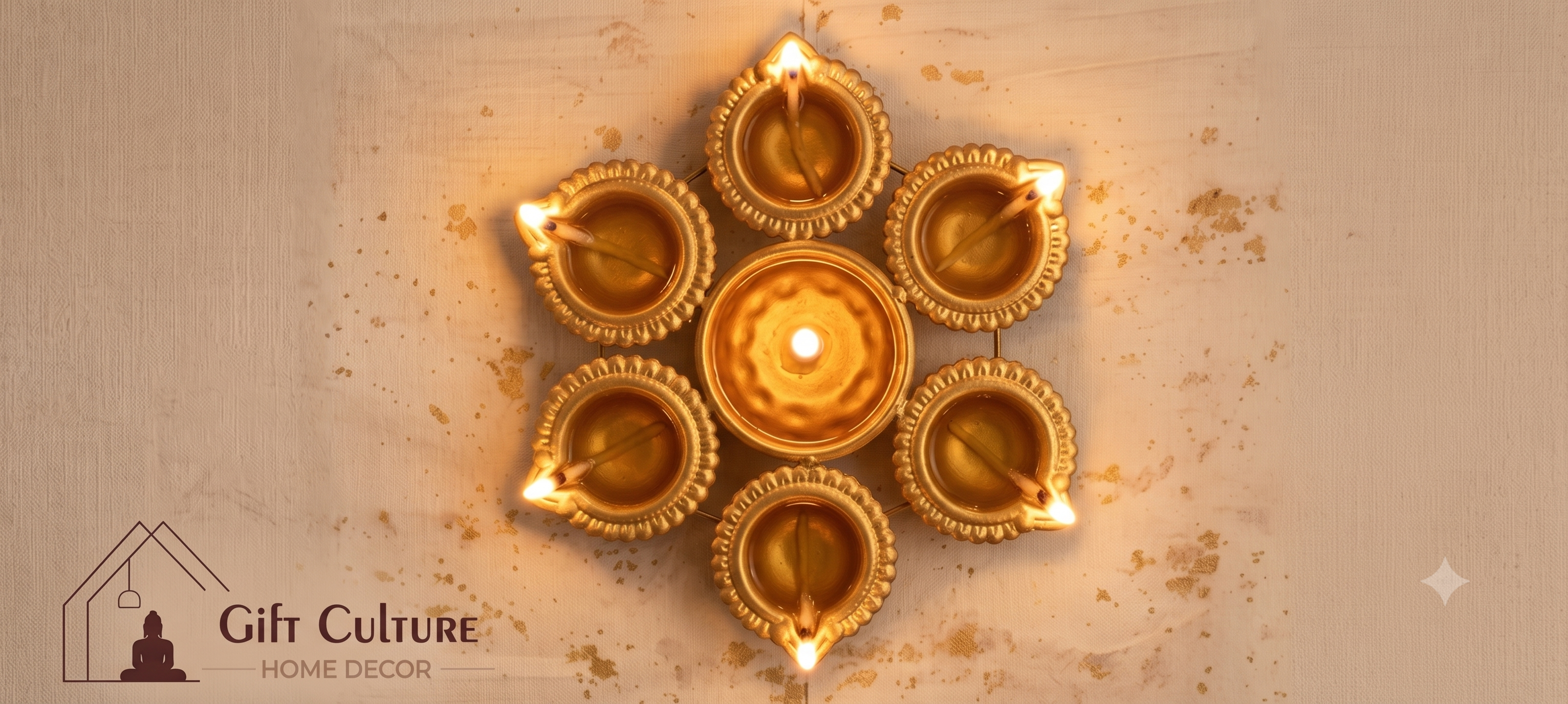 Gold Metal Festive Tealight & Diya Holder Collection – Home Décor Set