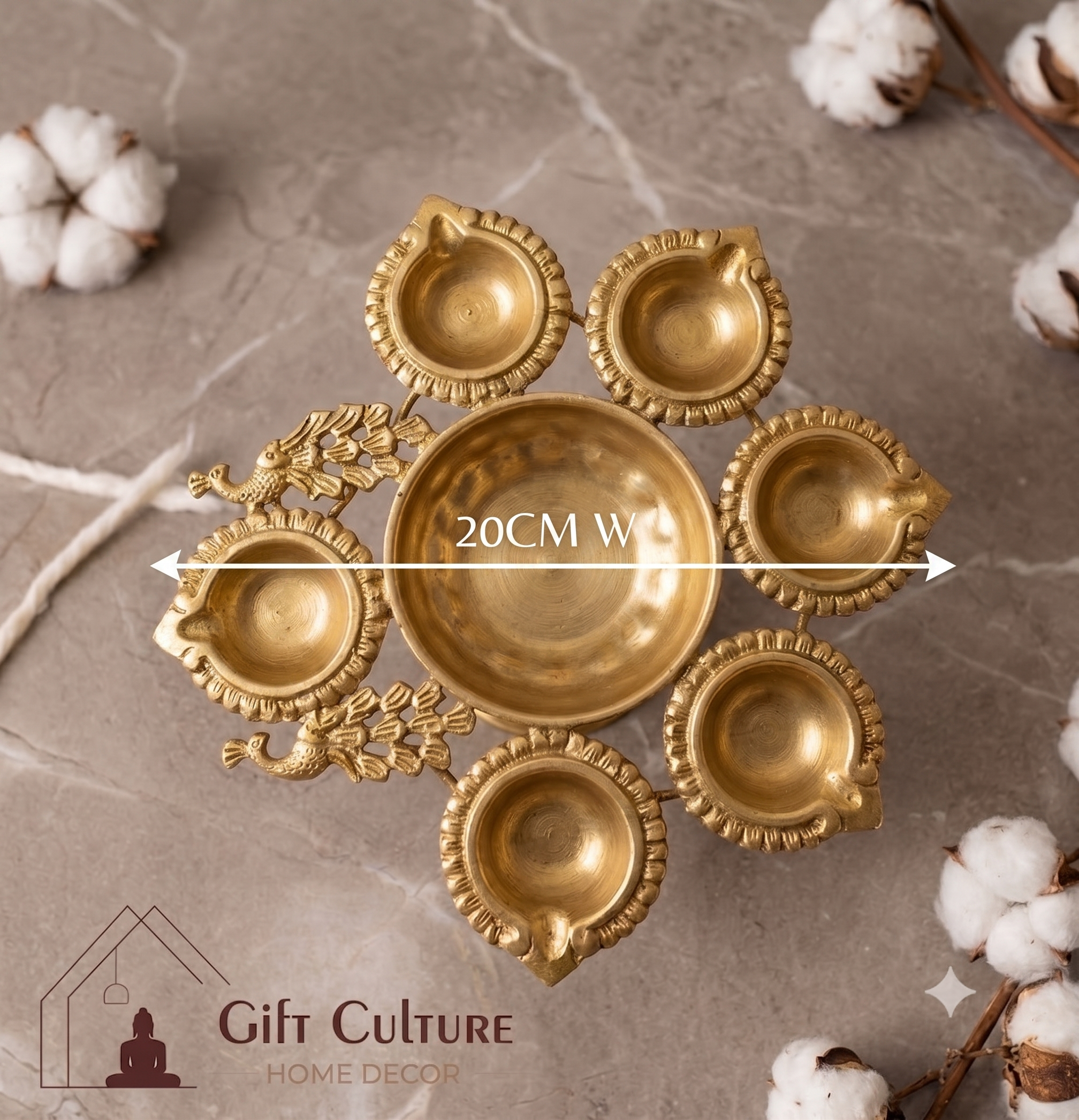 Gold Metal Festive Tealight & Diya Holder Collection – Home Décor Set