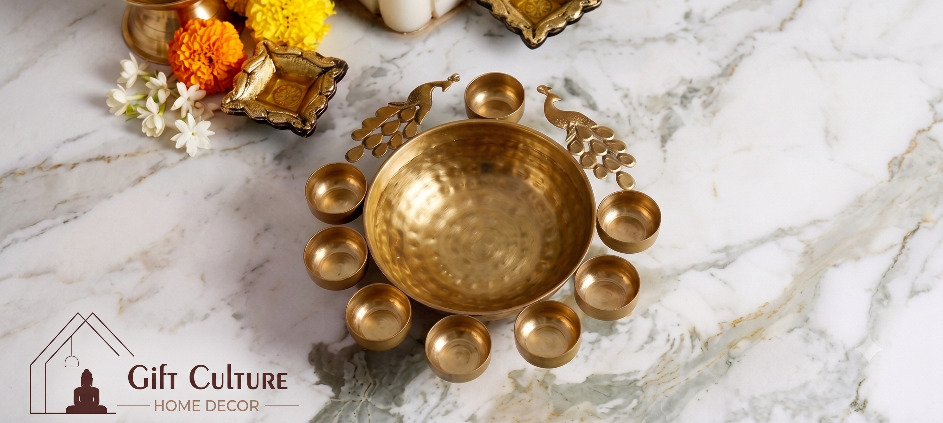 Gold Metal Urli Diya & Tealight Holder Collection – 30cm Festive Home Décor