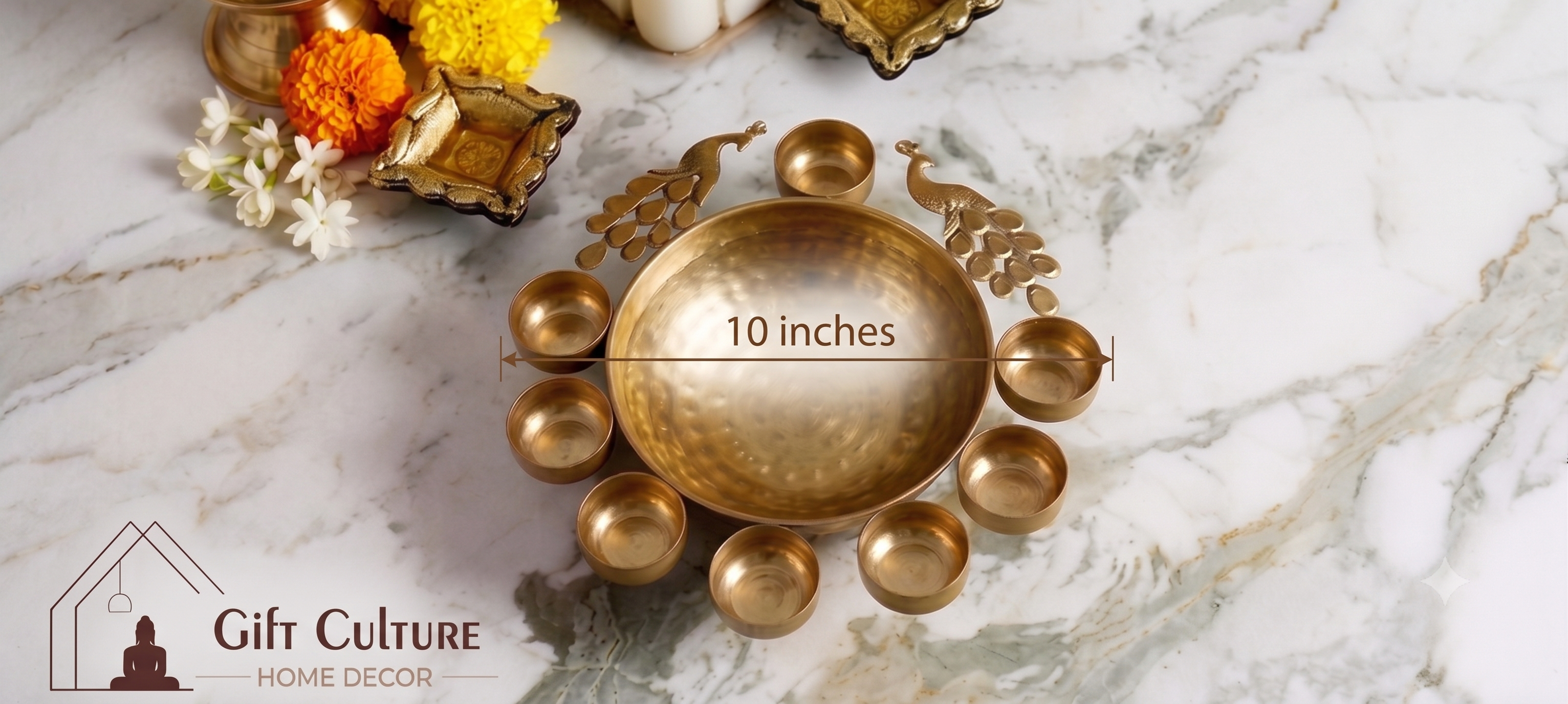 Gold Metal Urli Diya & Tealight Holder Collection – 30cm Festive Home Décor