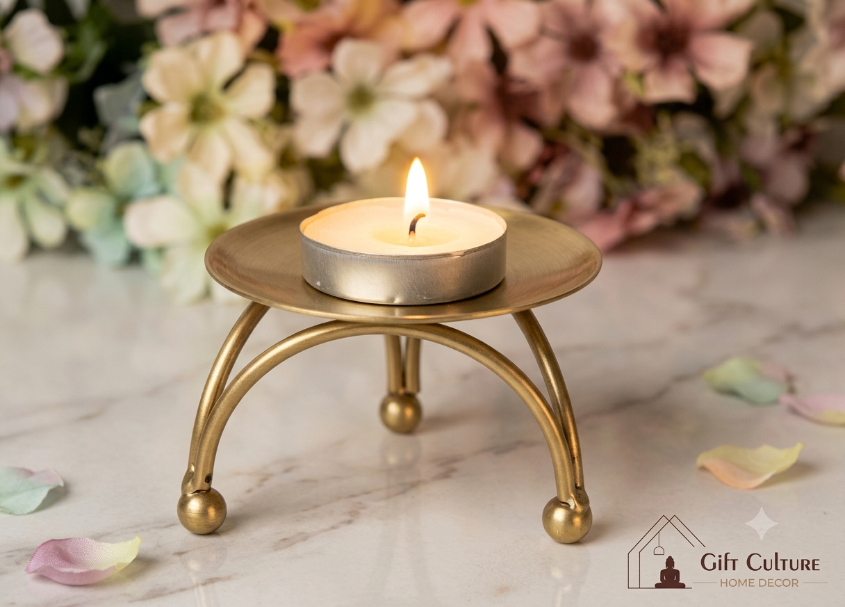 Handmade Gold-Finished Metal Diya and Tealight Candle Holders Collection for Home Decor 5CM-H