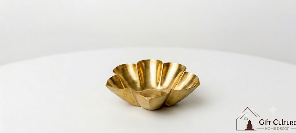 Traditional Metal Leaf-Shaped Scented Wax Diya