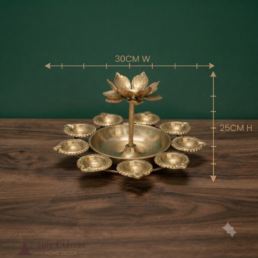Gold Metal Lotus Urli Diya Stand – Premium Festive Décor (4 Designs)