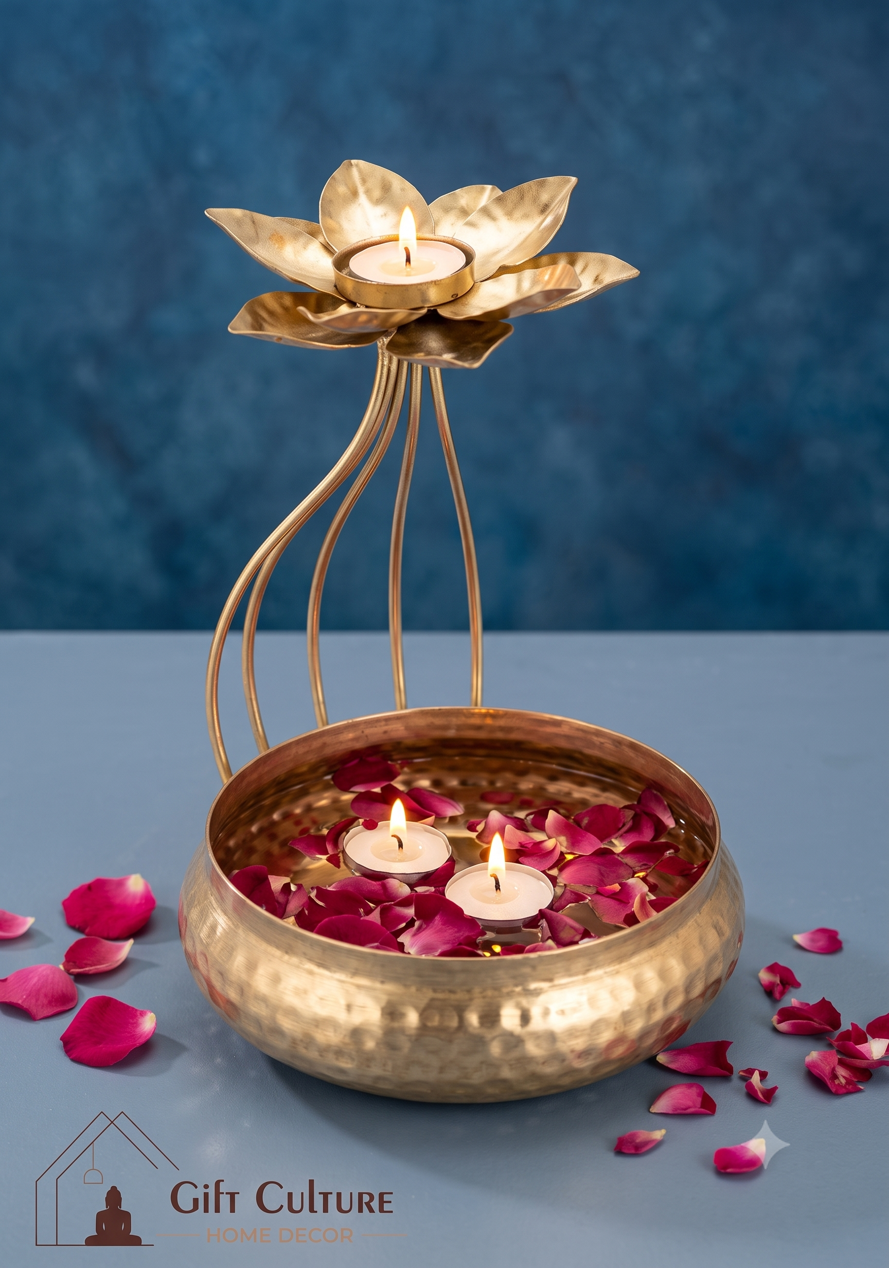 Gold Metal Urli & Diya Platter Collection – Premium Festive Home Décor (5 Designs)
