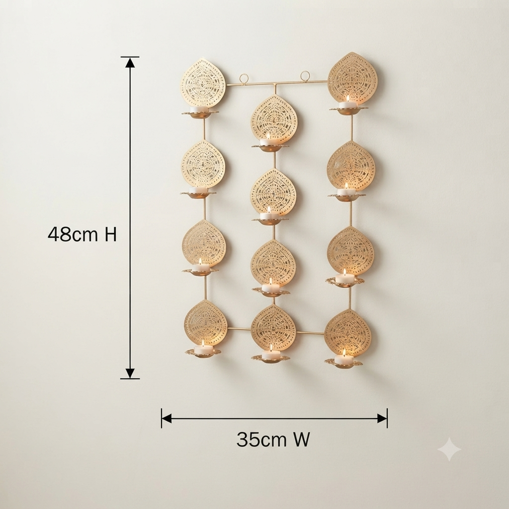 Gold Jali Sphere Tealight Wall Art | Diwali Wall Art