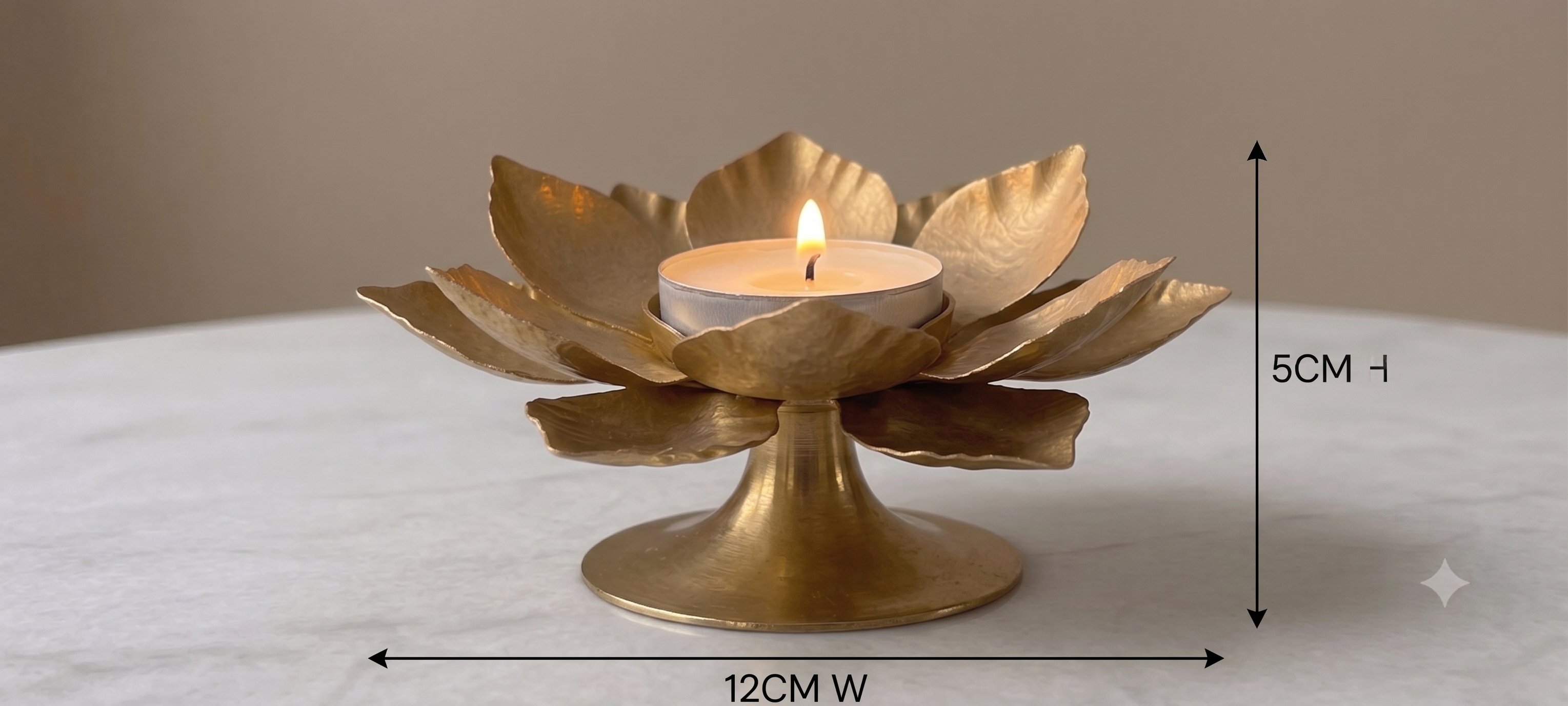 Gold Metal Lotus Tealight Holder – Elegant Home & Temple Décor