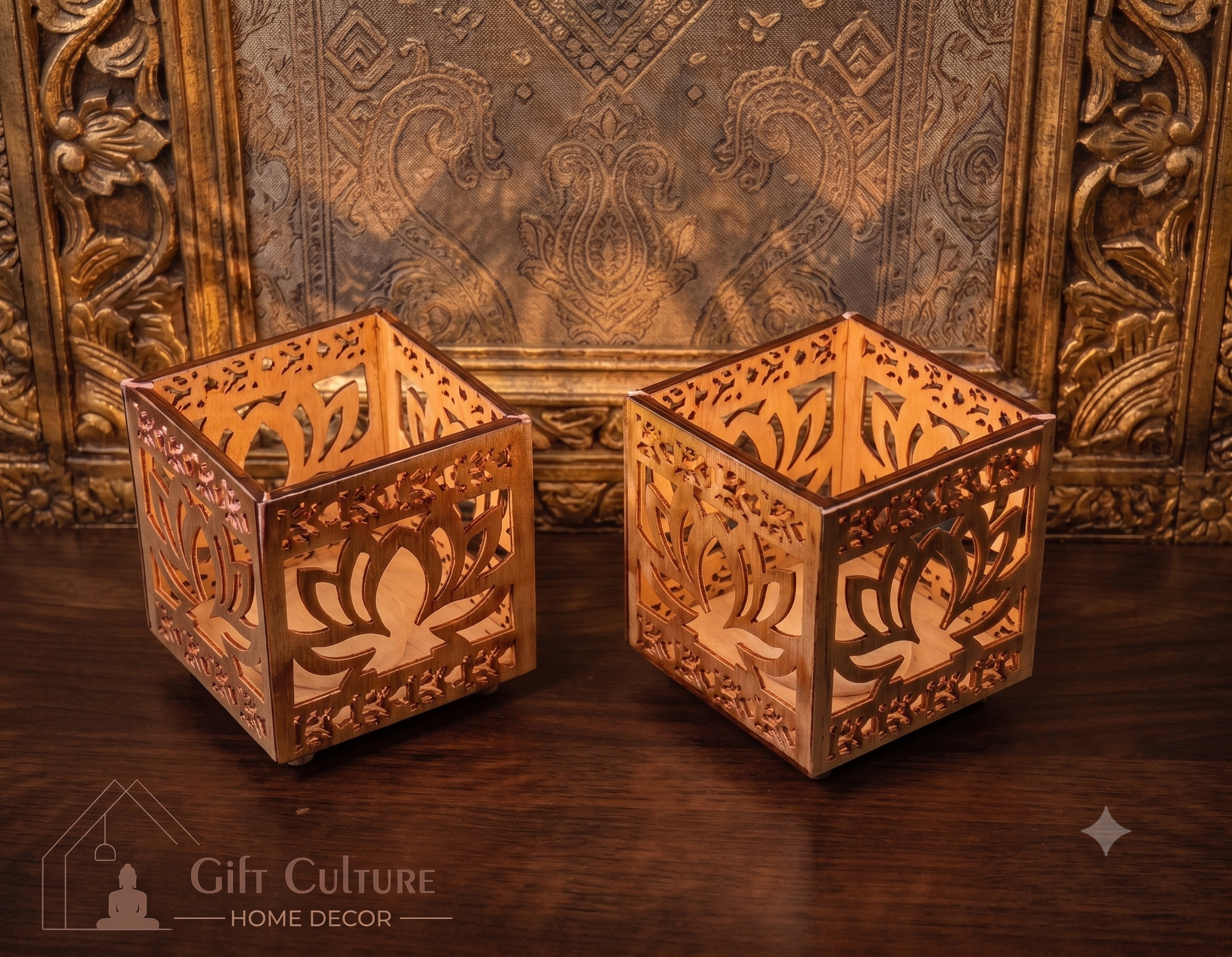 Gold Tealight Holders – Jali & Lotus Designs | Diwali Festive Candle Holders