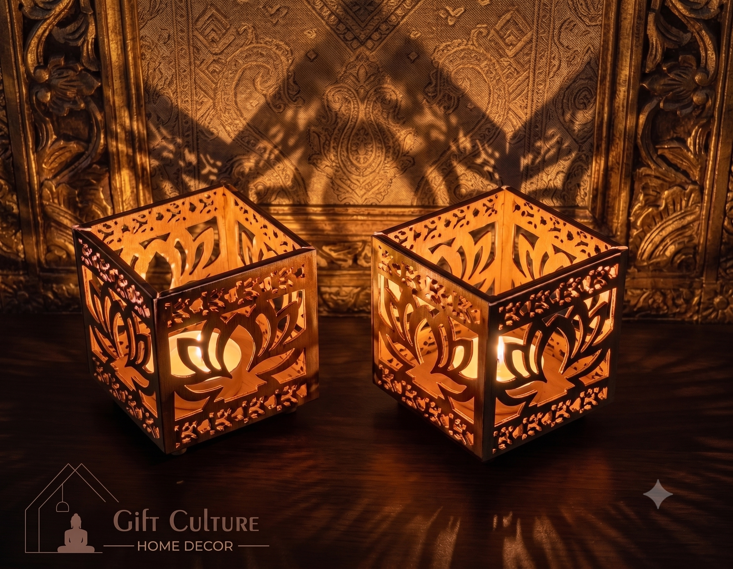 Gold Tealight Holders – Jali & Lotus Designs | Diwali Festive Candle Holders