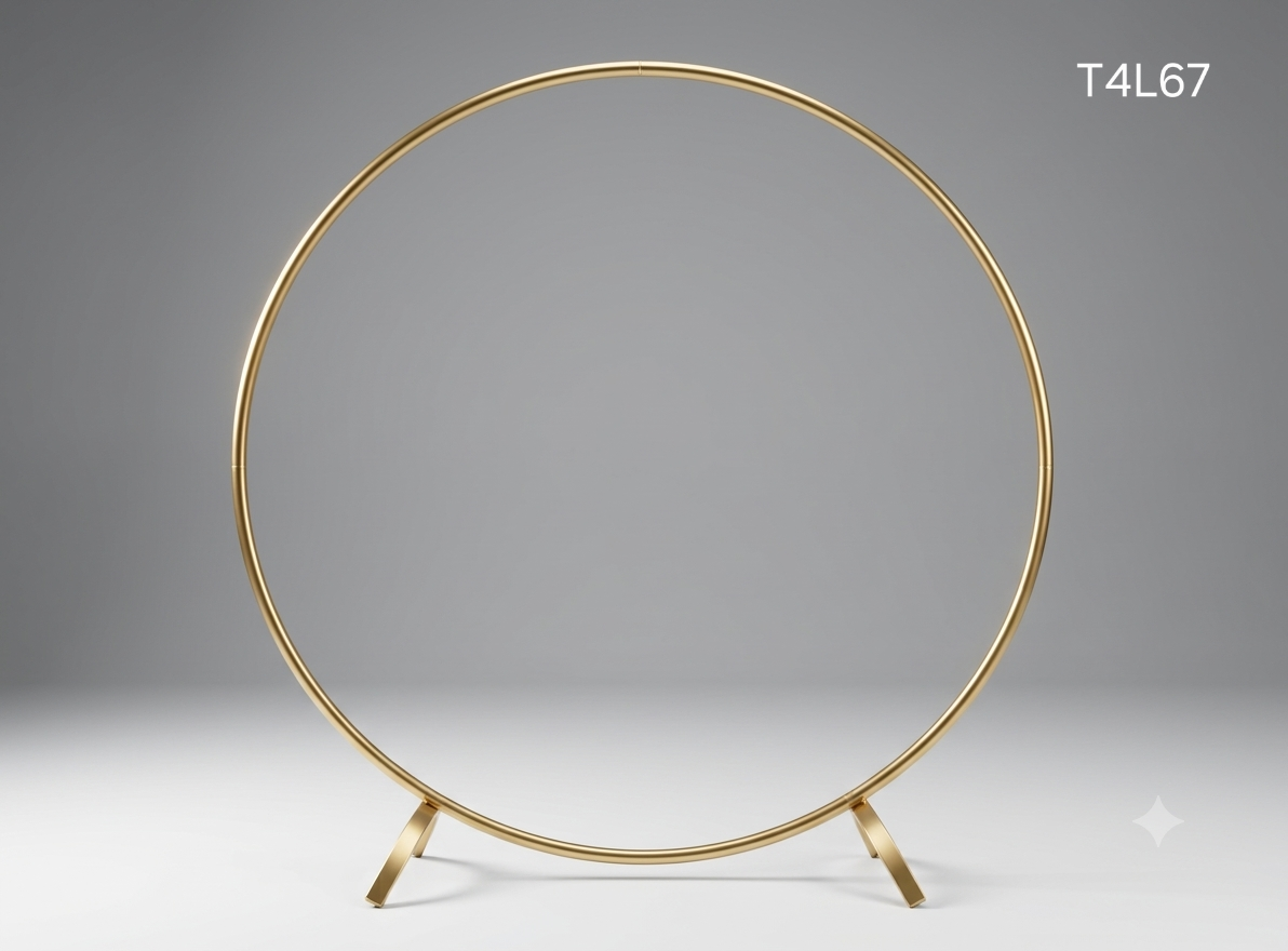 80cm Round Gold Backdrop Stand – Ganesh Chaturthi & Janmashtami Decorative Ring Frame