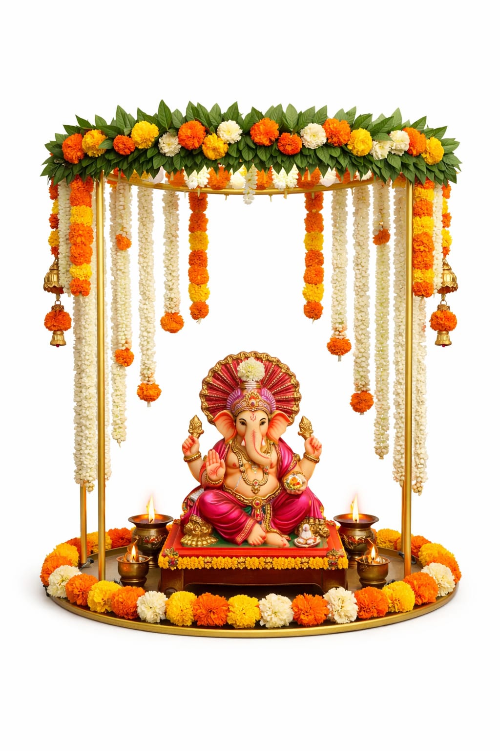 76cm Gold Ghumat Mandap Stand – Ganesh Chaturthi & Janmashtami Decoration