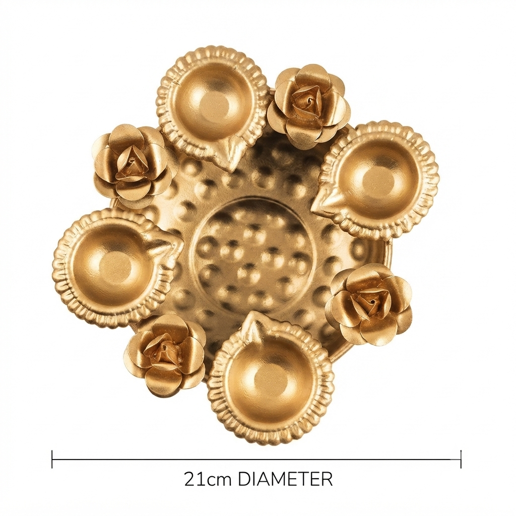 Gold Metal Rose Urli Tray Set – Premium Festive Home Décor (Set of 3)