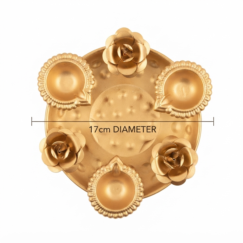 Gold Metal Rose Urli Tray Set – Premium Festive Home Décor (Set of 3)