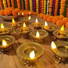 Lotus Look 12pcs Water Sensor Led Diya For Diwali and Home Decor