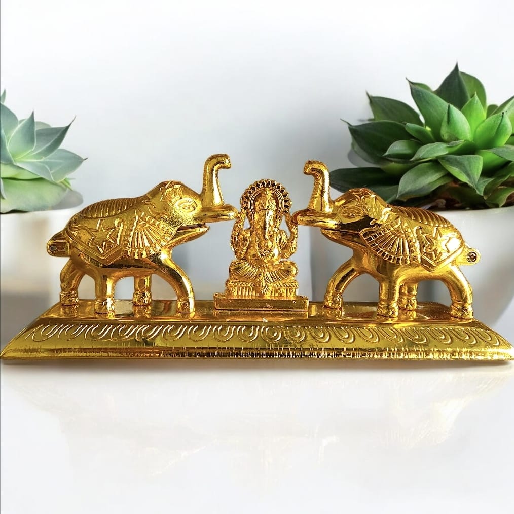 Ganeshji With Elephants Chawal-Akshat Kumkum Box