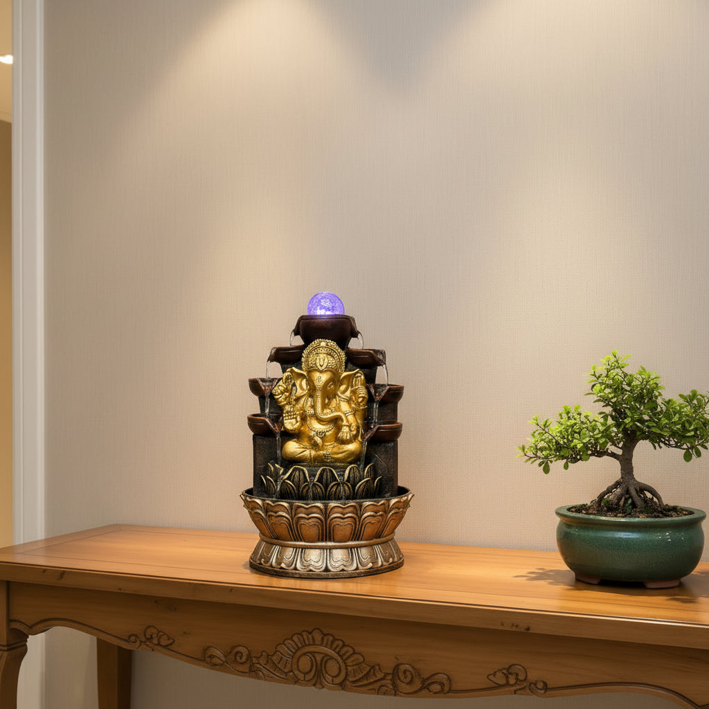 Ganesh Water Fountain 30cm – Spiritual Indoor Tabletop Fountain for Home Décor