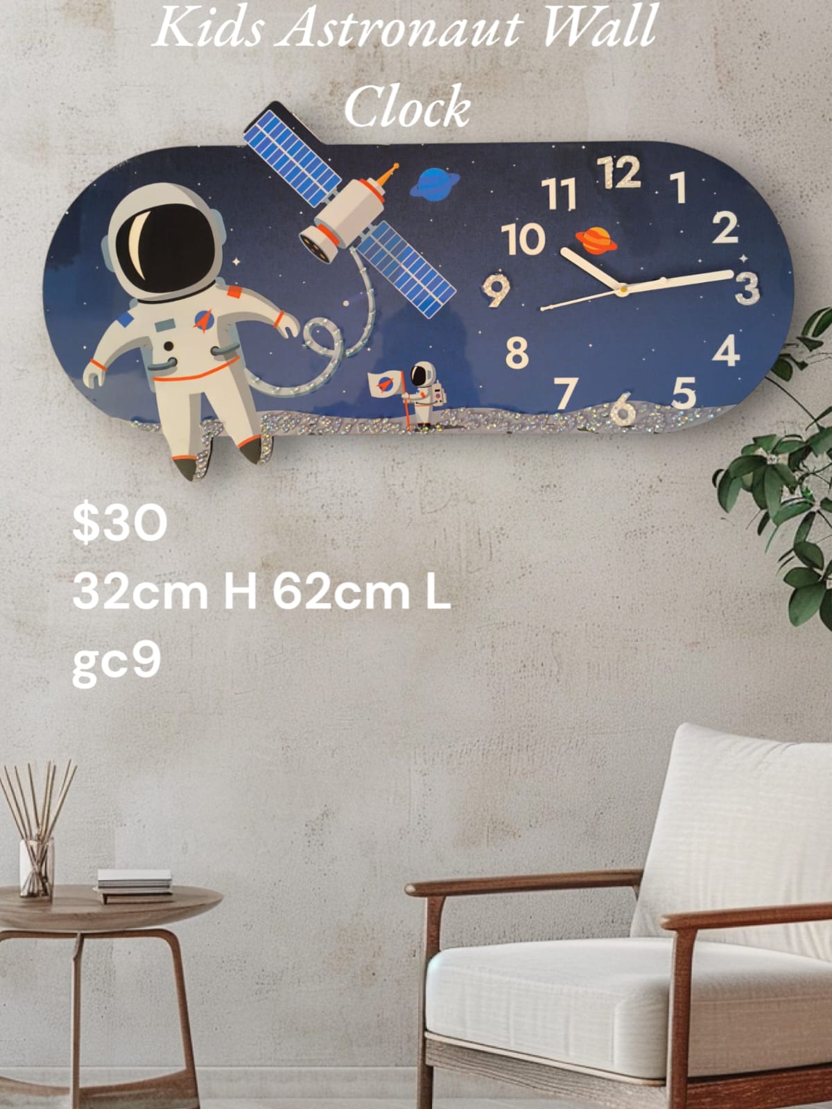Astronaut Kids Wall Clock – Crystal Art