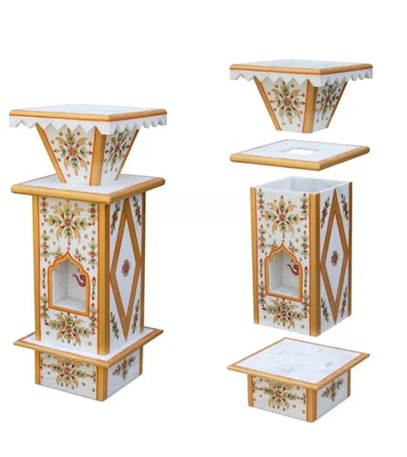 Marble Tulsi Pot – Hand‑Painted Traditional Tulsi Kyara for Home Garden