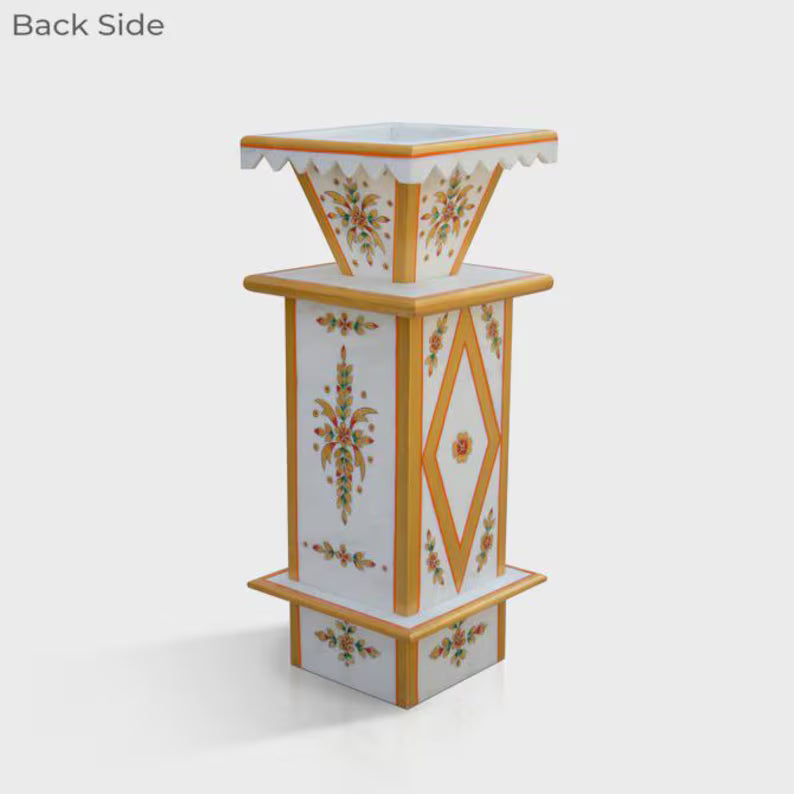 Marble Tulsi Pot – Hand‑Painted Traditional Tulsi Kyara for Home Garden