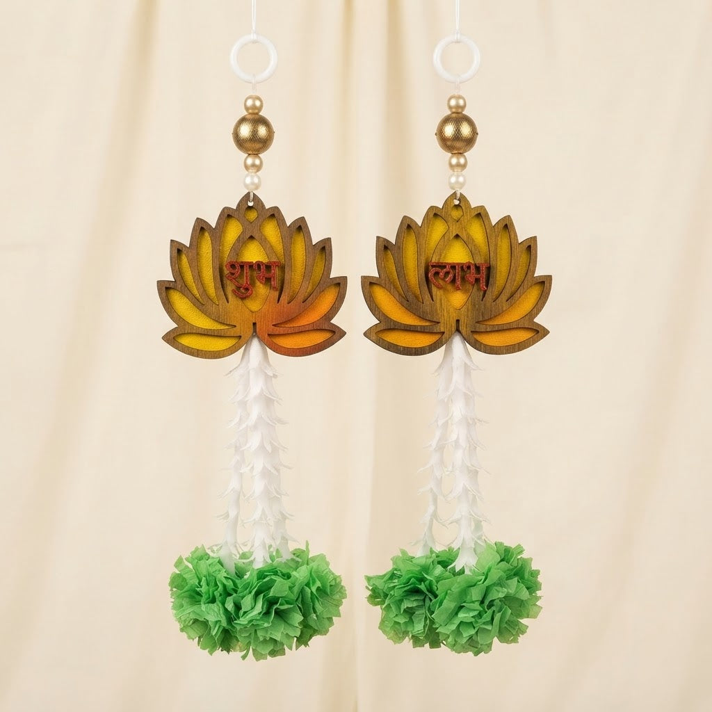Lotus Shubh Labh Hanging with Artificial Marigold.