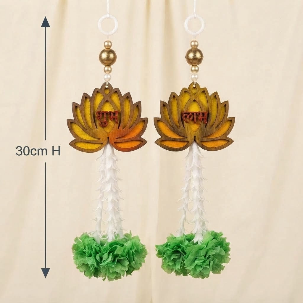 Lotus Shubh Labh Hanging with Artificial Marigold.