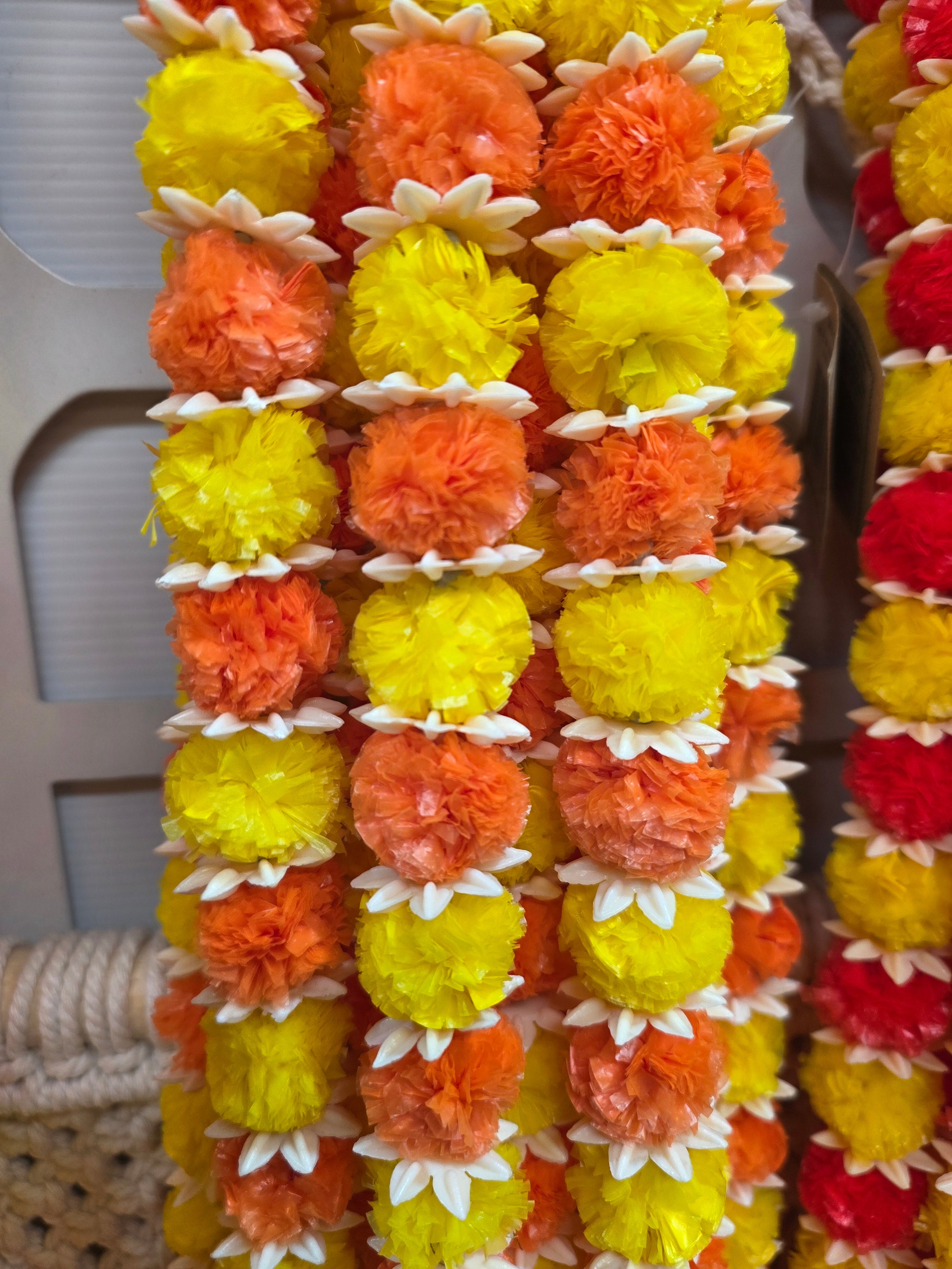 160cm Premium Marigold Flower Garlands Set of 12 | Diwali & Wedding