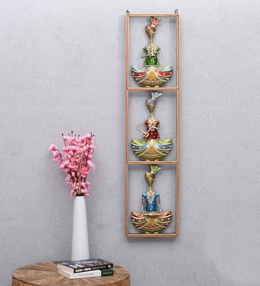 Rajasthani 3 Male Musicians Metal Wall Art - Traditional Indian Music Décor | Handcrafted Wall Hanging
