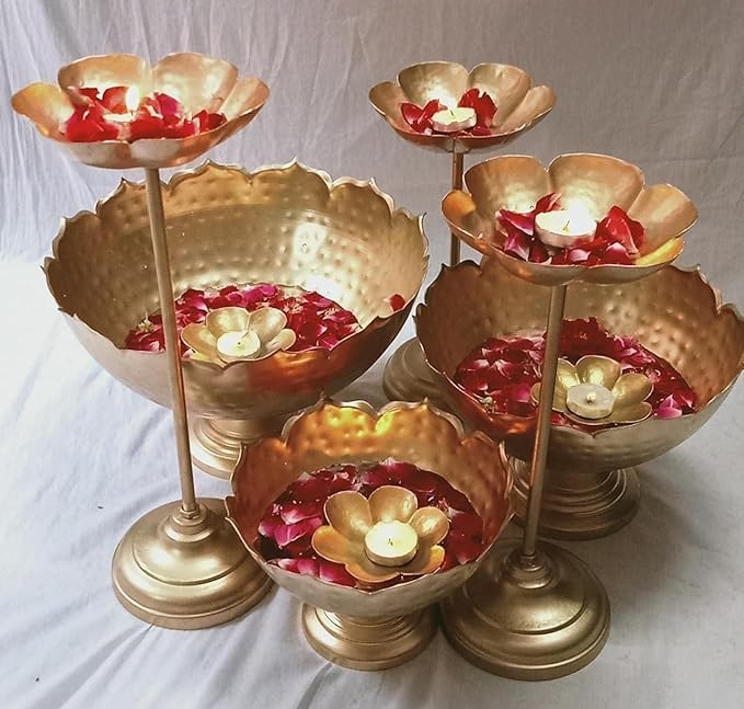 Taj Urli 6-Piece Set - Traditional Indian Metal Bowls for Home Decor & Gifting