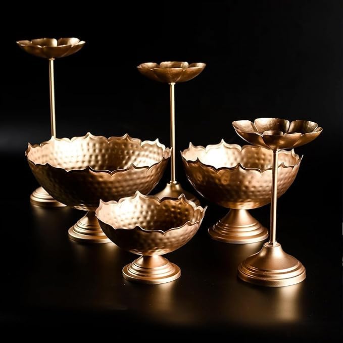 Taj Urli 6-Piece Set - Traditional Indian Metal Bowls for Home Decor & Gifting