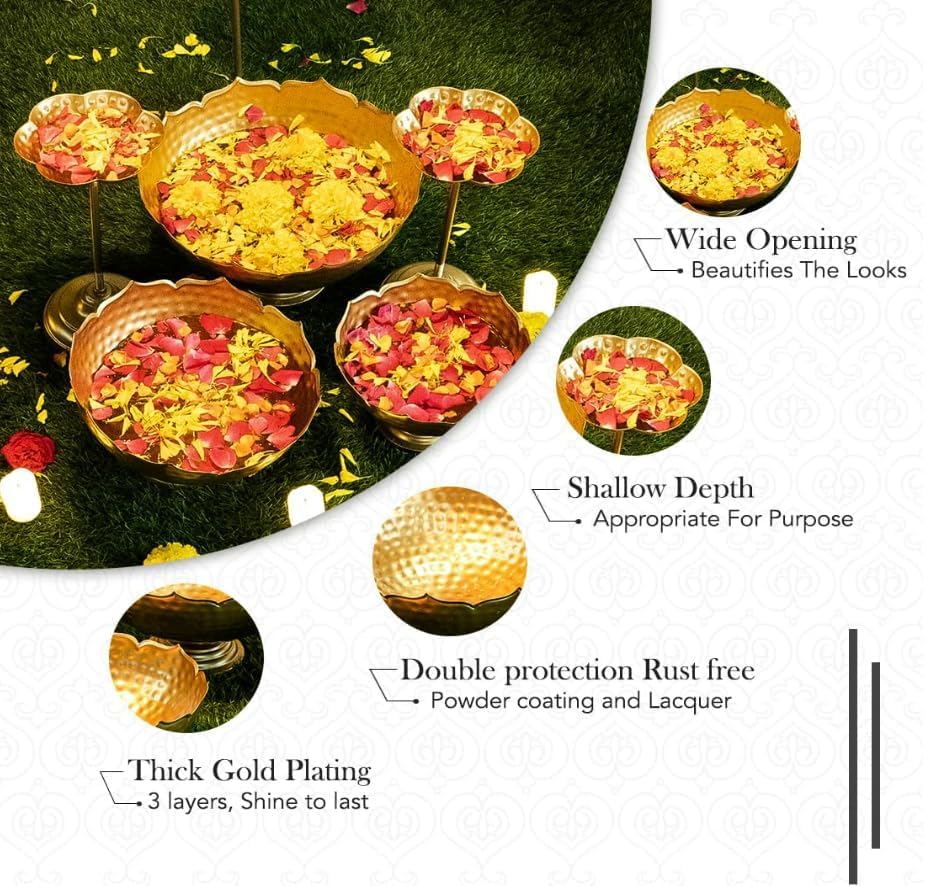 Taj Urli 6-Piece Set - Traditional Indian Metal Bowls for Home Decor & Gifting
